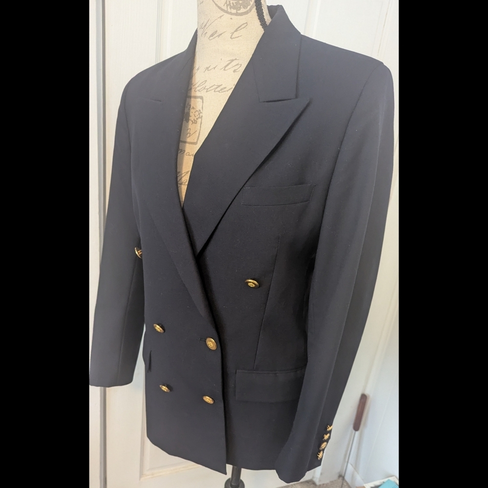 Brooks Brothers Wool Double Breasted Navy Blazer Vintage 6 R Made In USA - Picture 3 of 7